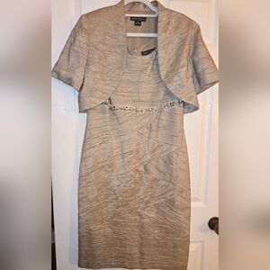 Jessica Howard Champagne Asymmetrical Dress with Jacket